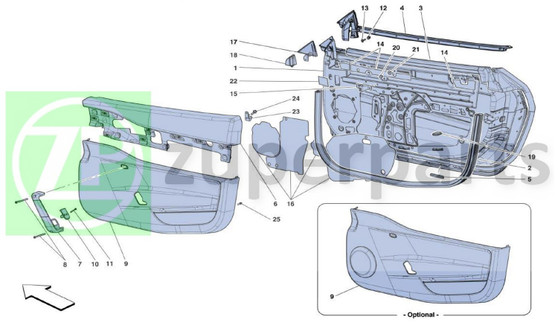 18. Ferrari 458 Speciale LH DOOR INNER CORNER TRIANGLE TRIM (DOORS-84312200)