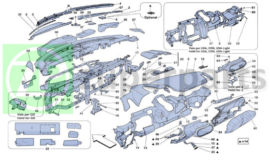 56. Ferrari 458 Speciale RH SATELLITE CONTROL FASTENER BRACKET (DASHBOARD-86091400)