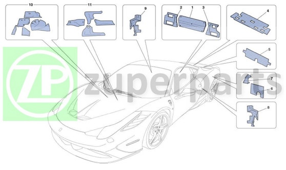 06. Ferrari 458 Speciale RH LOWER REAR SCREEN SOUNDPROOFING (INSULATION-82810500)