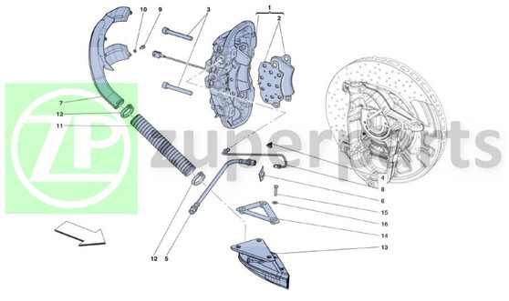 01.b Ferrari 458 Speciale FRONT RH CALLIPER WITH PADS Aluminium (FRONT-306280)