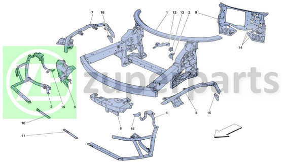 04. Ferrari 458 Speciale LH FRONT LATERAL TRELLIS (CHASSIS-84629400)