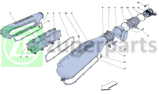 03. Ferrari 458 Speciale COMPL. CENTRAL COMPENSATOR BODY (INTAKE-305960)