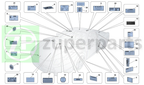 06. Ferrari 458 Italia AIRBAG MAINTENANCE LABEL (Adhesive-265888)