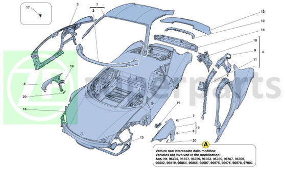 07. Ferrari 458 Italia UPPER LH BRACKET (Bodyshell-81543000)
