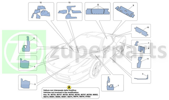 03. Ferrari 458 Italia RH SILL PAD LHD (Insulation-84097200)