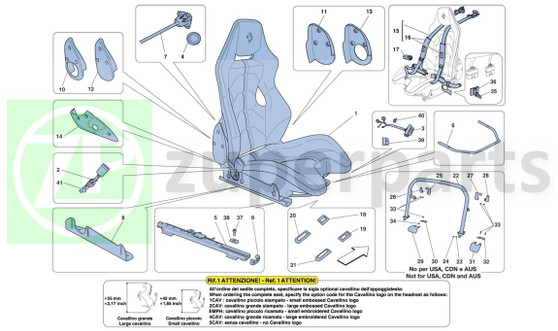 01.e Ferrari 458 Italia RH RACING SEAT COMPLETE WITH GUIDE RAILS (Racing-83142500)