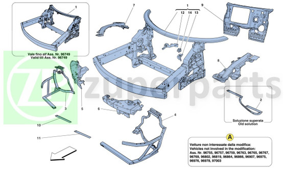 03. Ferrari 458 Italia RH FRONT LATERAL TRELLIS (Chassis-82520600)