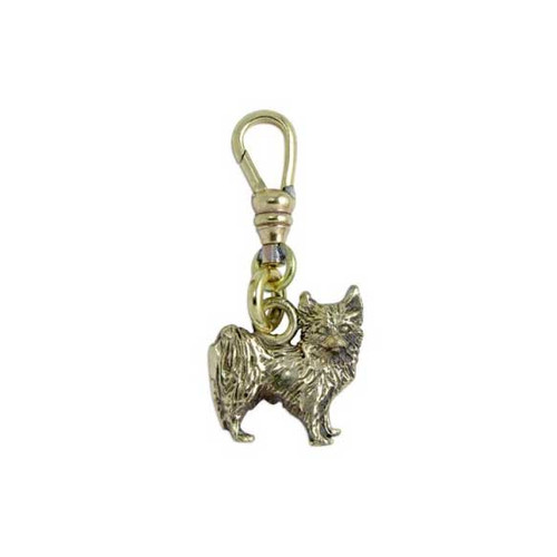 Chihuahua Brass Zipper Pull - Long Hair