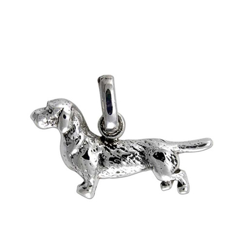 Long Hair Dachshund Dog Charm | Sterling Silver Dog jewelry