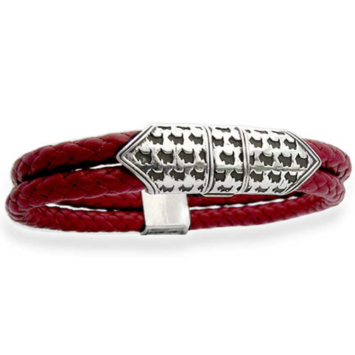 Scottie Clasp Braided Leather Bracelet Mens