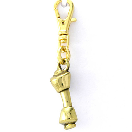 Rawhide Dog Bone Brass Zipper Pull Charm