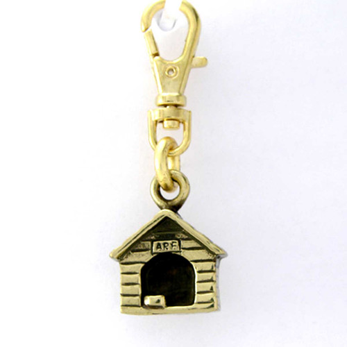 Brass Dog House Zipper Pull - front