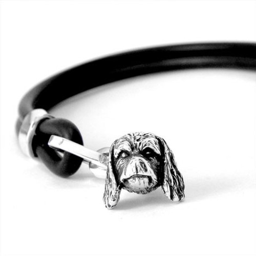 Cavalier King Charles Silver and Rubber Bracelet