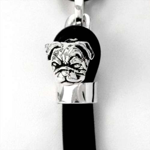 Pug Silver and Rubber Bracelet