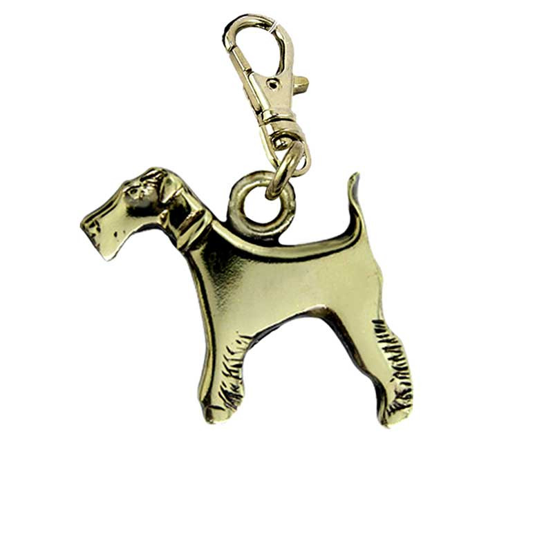 Wire Fox Terrier Dog Zipper Pull Charm Polished Brass