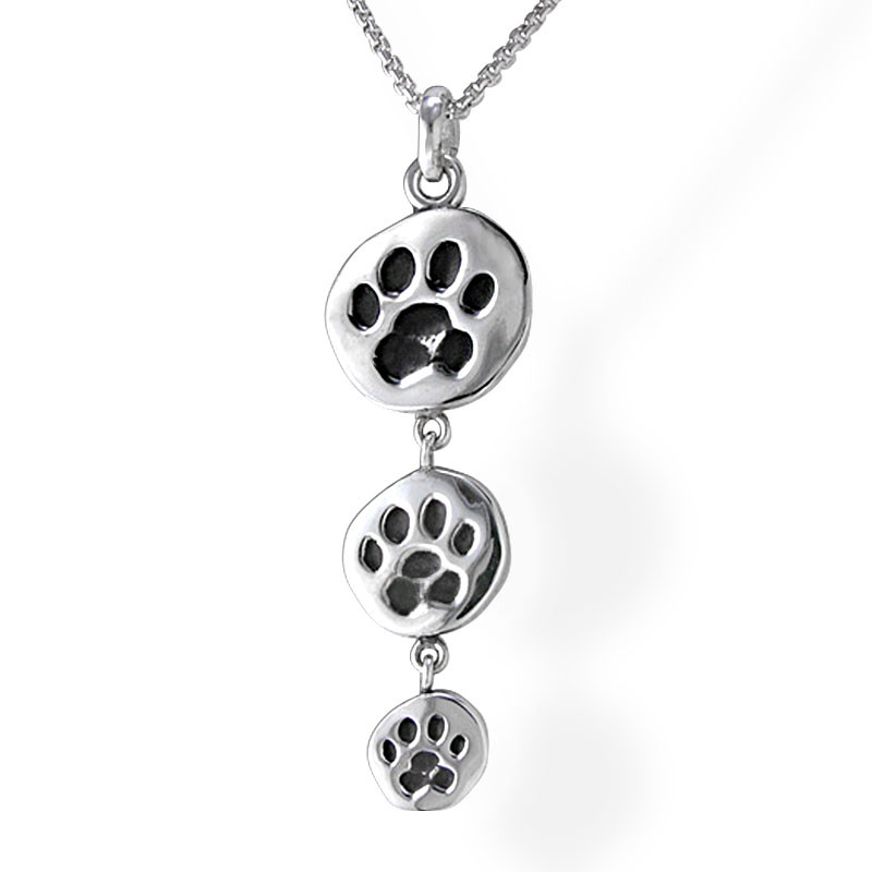 Sterling Silver Paw Print Cross - JH Breakell and Co.