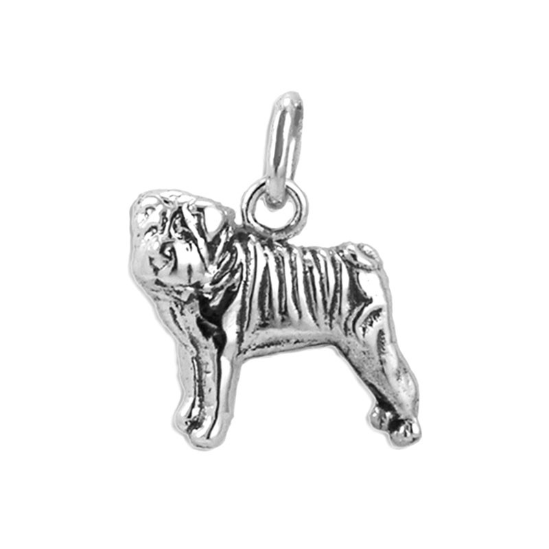 Sharpei Dog Charm | Sterling Silver Dog jewelry