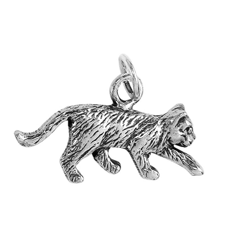 Sterling Silver Cat Charm - Pet Charm - Tiny