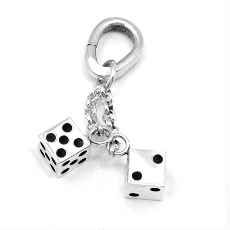 Hanging Dice Charm Silver Silver Good Luck Jewelry