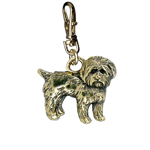 Maltipoo Dog Zipper Pull Charms, Brass Zipper Pull