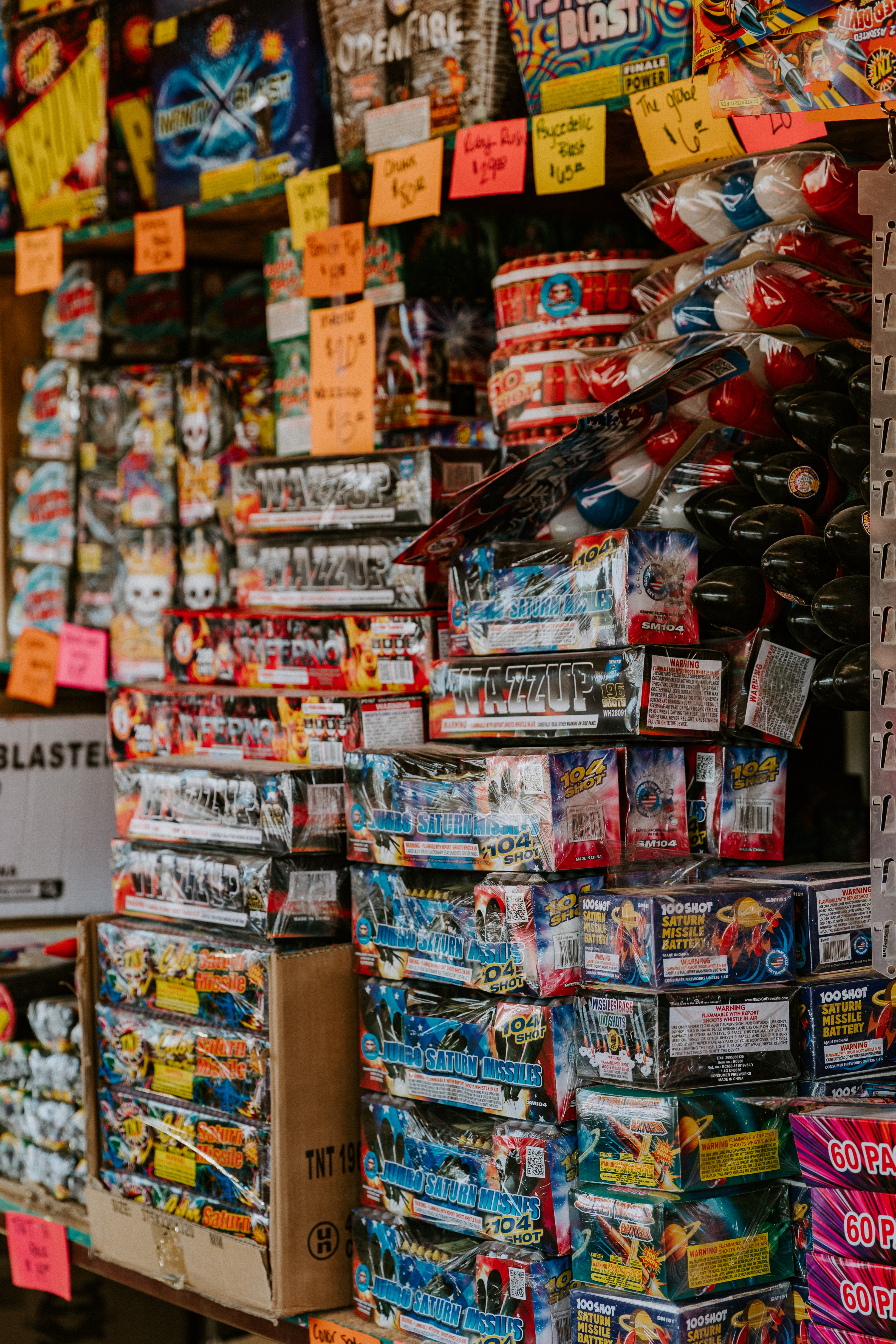 Fireworks products on display