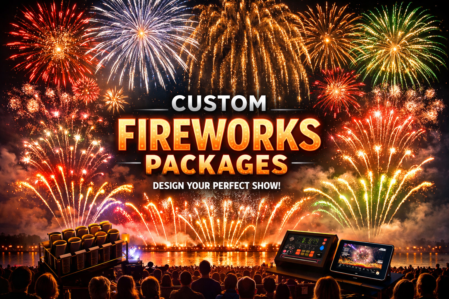 Custom fireworks displays banner for Lucky Pyrotechnics