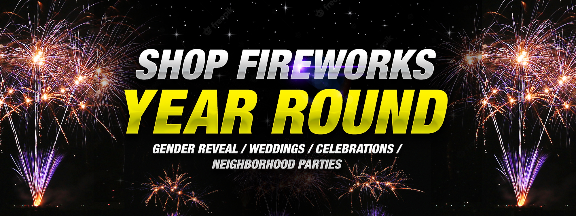 Lucky Fireworks online shop banner for consumer fireworks and celebration supplies