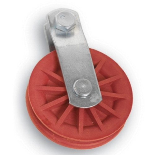 RED FIBERGLASS COMPOSITE PULLEY W/ STAINLESS STRAPS & HARDWARE
