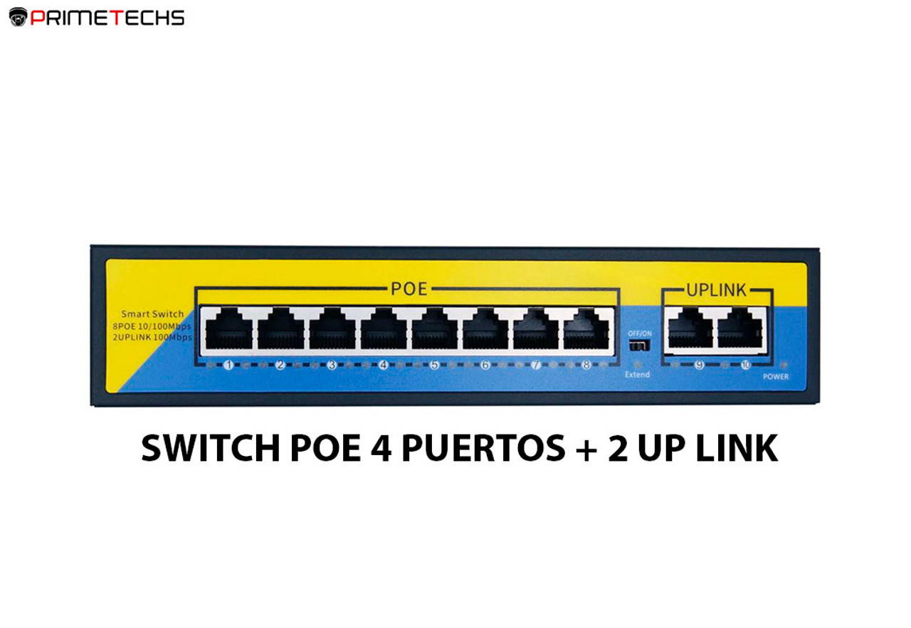 PRIMETECHS Switch 8 Puertos POE de 120 W. Estándar IDEE 802.3, IDEE 802.3 u  y IEEE802.3af/