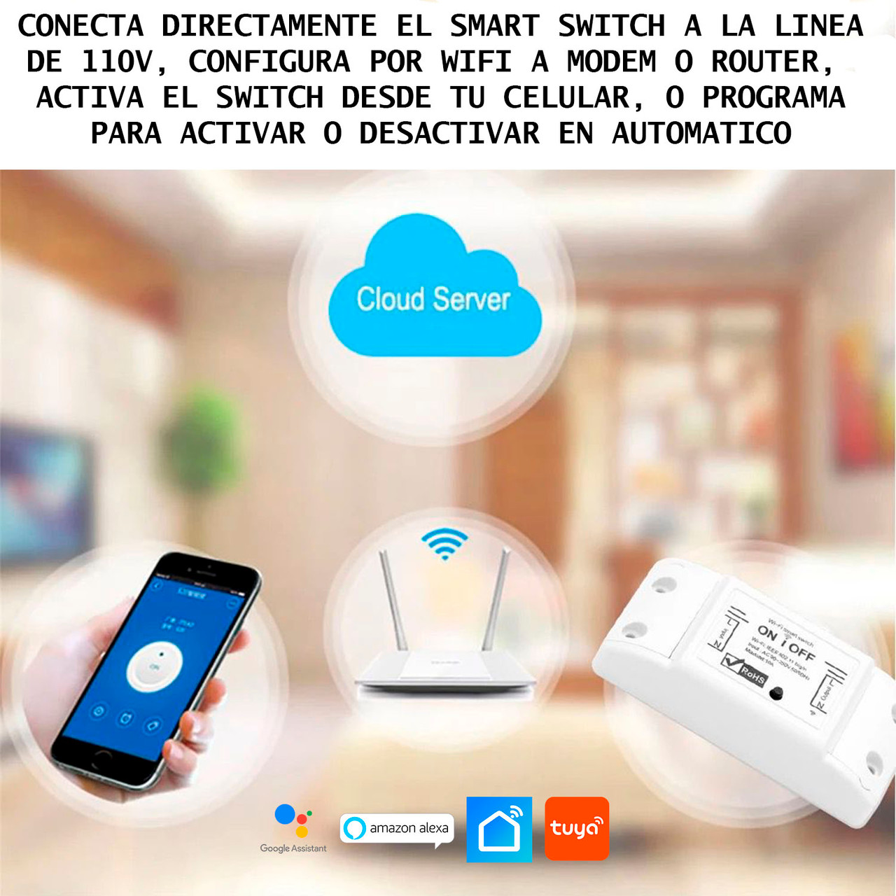 Interruptor Wifi Inteligente 3 canales Alexa Google Smart Life