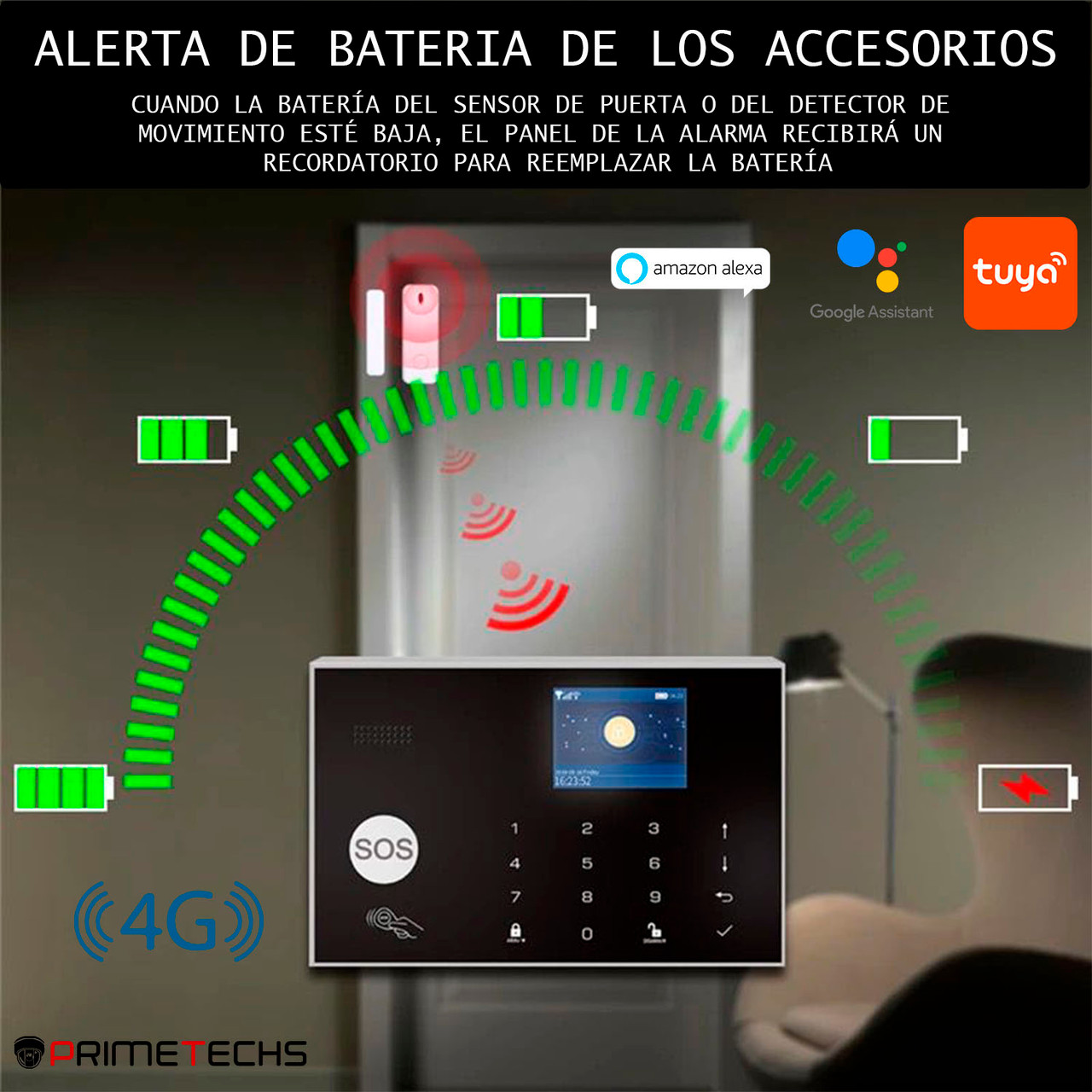 KIT de alarma WIFI+4G con pantalla tactil compatible con App TUYA