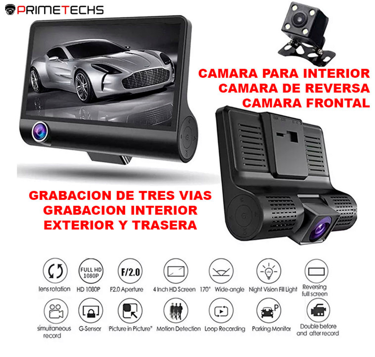 Dashcam para Auto Pantalla de 2 Pulgadas, Camaras para Automovil