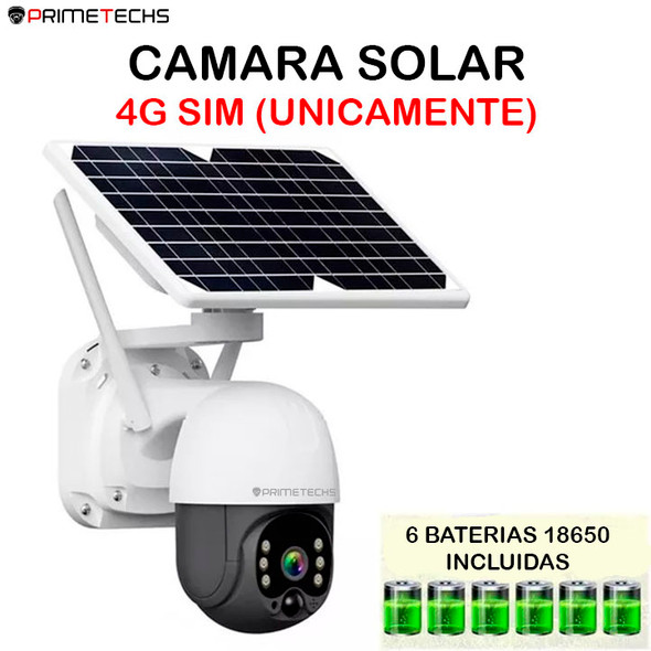 Cámara IP, PT y 4G 2 MP, WiFi y solar, autónoma, detección y grabación por movimiento, batería de respaldo, alarma, Infrarrojo y Fullcolor, Exterior, Mov horizontal 355 grados y vertical 110 grados. IA y grabación en nube(Opcional) , ONVIF Dahua y Hikvision