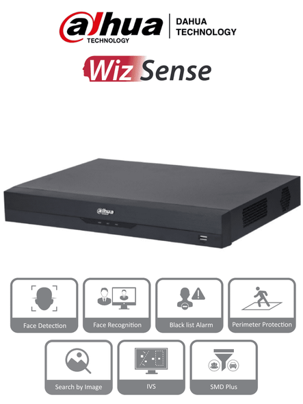 DAHUA NVR2216-16P-I2 - NVR de 8 Megapixeles /16 Canales IP/ WizSense/ 4k Con IA/ 16 Puertos PoE/ 2 Bahías de Discos Duros / 1 Ch de Reconocimiento Facial y FD/ 10 Bases de Datos de Rostros/ H.265+/ SMD Plus/ Soporta Cámaras con IA - SOBRE PEDIDO