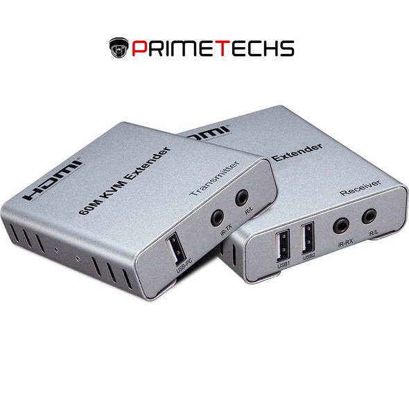 Extensor HDMI Primetechs de 60 metros FULL HD por rj45 y KVM transmision de USB teclado y mouse