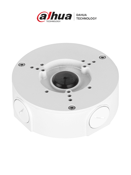 DAHUA PFA130E-Caja de conexiones Dahua, compatible con cámaras de las series HFW, HDW, HDPW, T3A, T2A y T1A. Ideal para una instalación segura y ordenada, asegurando la protección de conexiones en entornos diversos.
