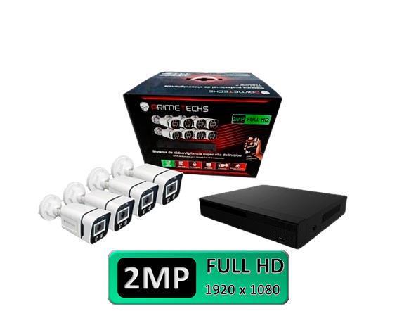KIT PRIMETECHS 2 MPX FULL HD CON 4 CÁMARAS STARTLIGHT, ILUMINACIÓN INFRAROJA DE 25 MS, PVC ALTO IMPACTO, MICRÓFONO, IP67, 2 MPX, LENTE 2.8 MM, DVR LITE, APLICACIÓN CEL Y CONSULTA Y EXTRACCIÓN DE GRABACIONES