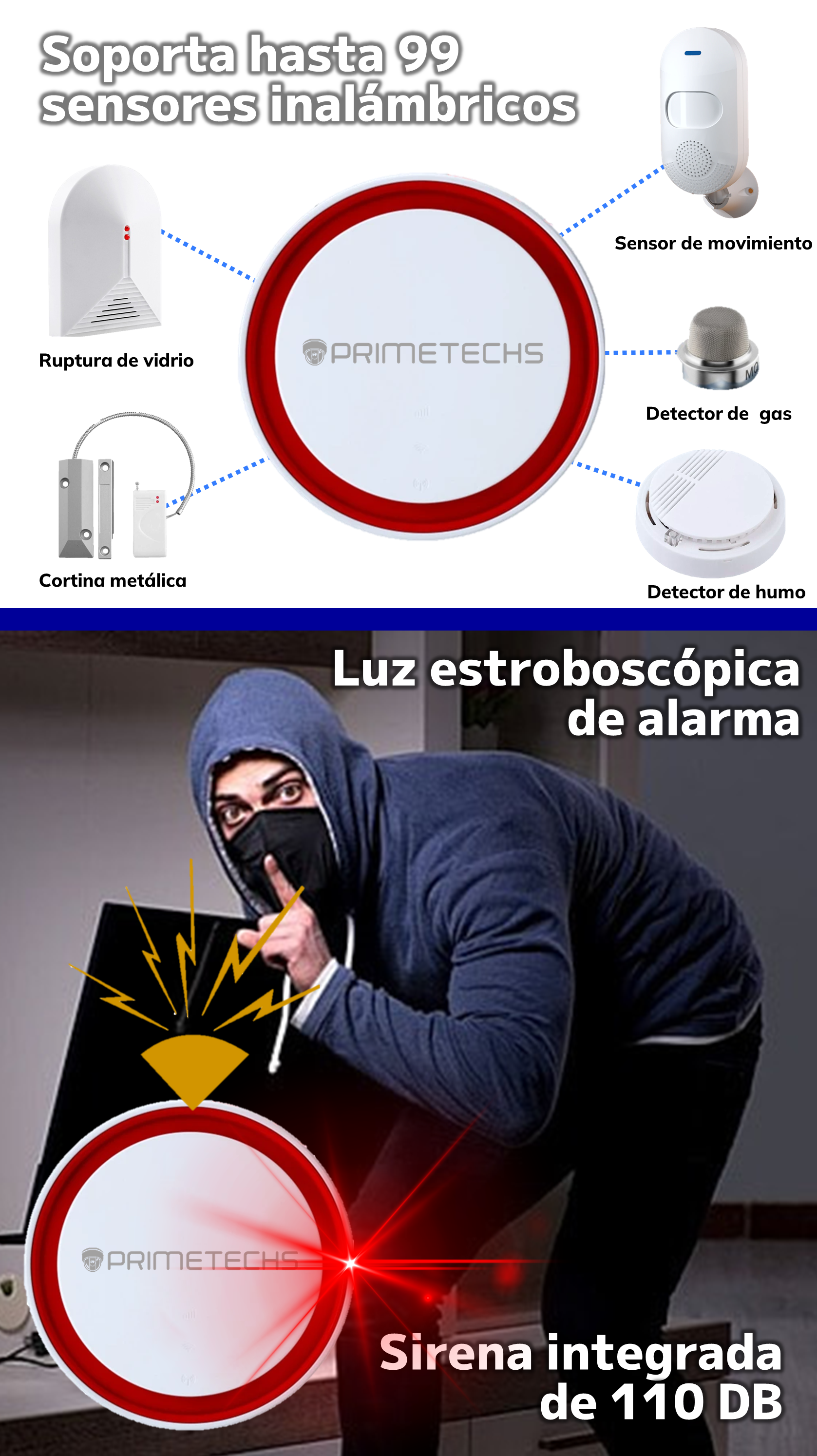 Alarma inalámbrica PRIMETECHS WIFI con pantalla touchscreen para