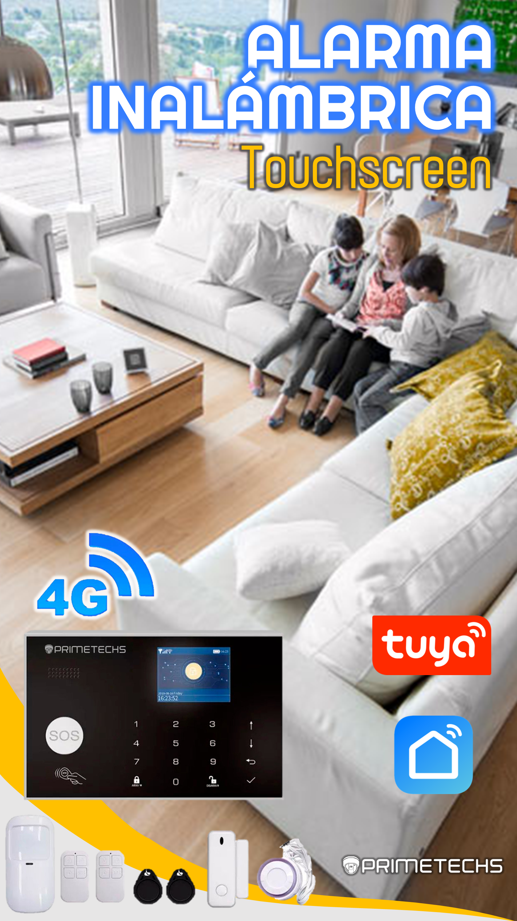 WiFi GSM Tuya - Sistema de alarma de seguridad inalámbrico para oficina en  casa, control de aplicación, compatible con  Alexa y Google Home