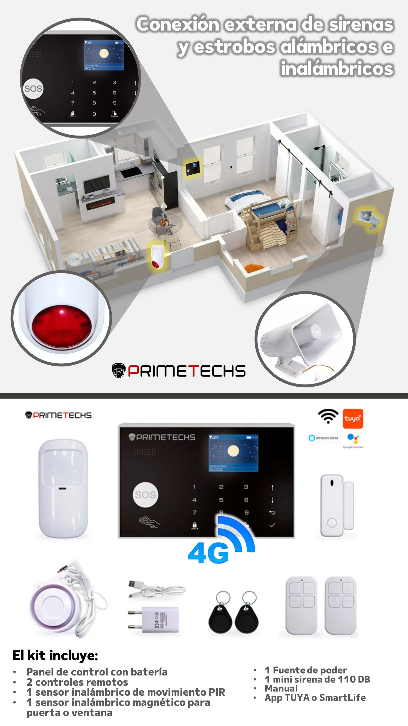 Home Zone Puerta inalámbrica inteligente de seguridad, sensor de ventana y  alarma de sirena de seguridad, kit de seguridad controlado por aplicación