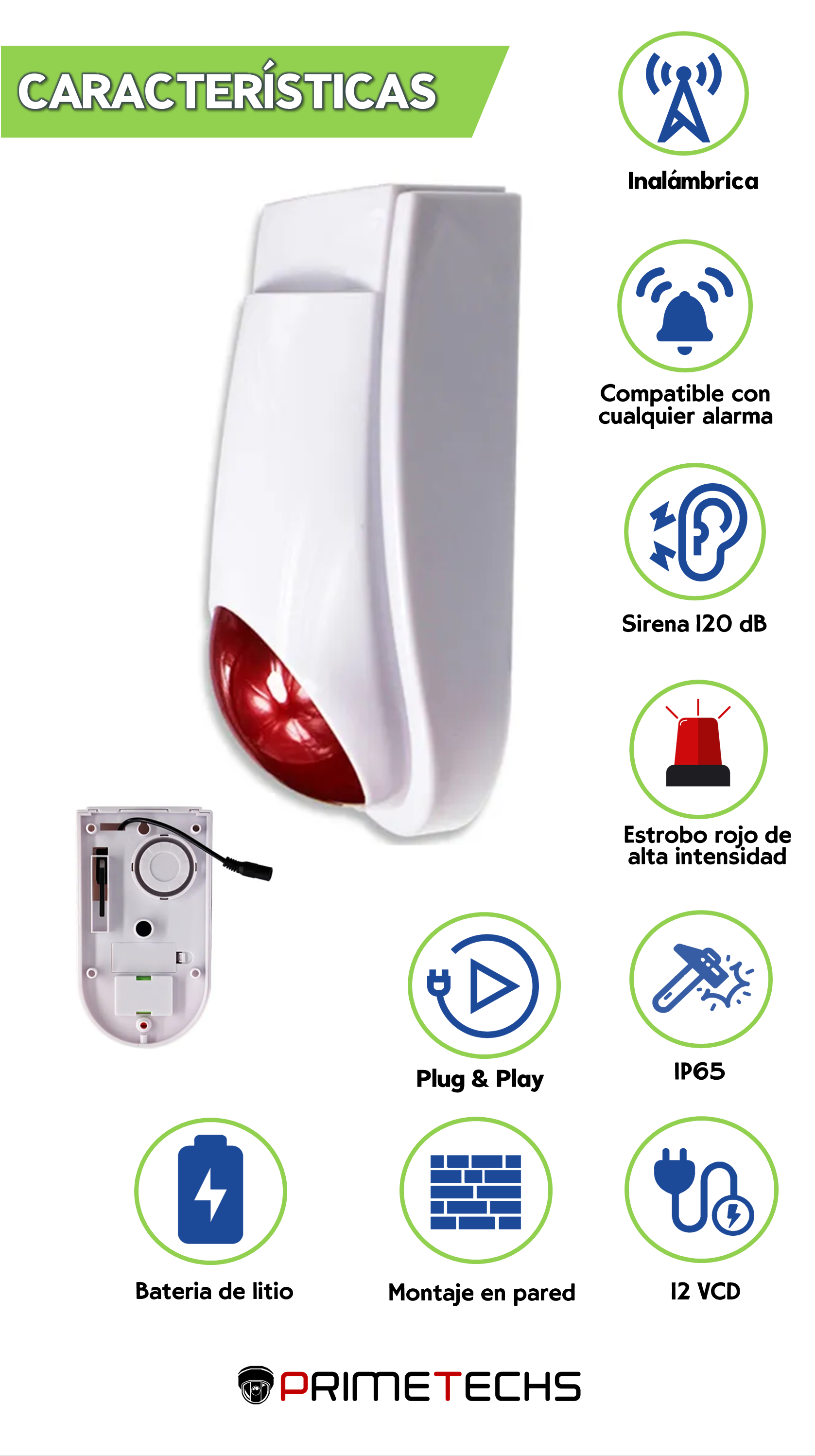 Kit Sirena Inalámbrica + sensor + control remoto - InfotecnologiaSur