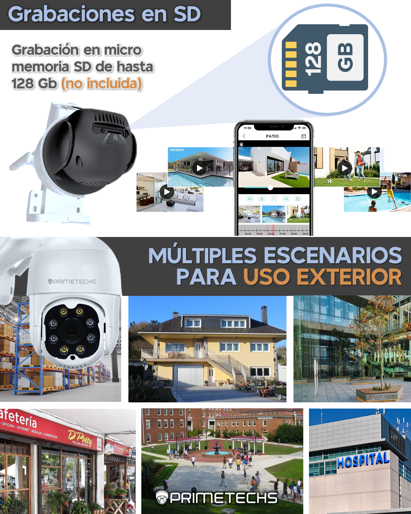 Cámara PRIMETECHS IP WIFI PTZ 5MP