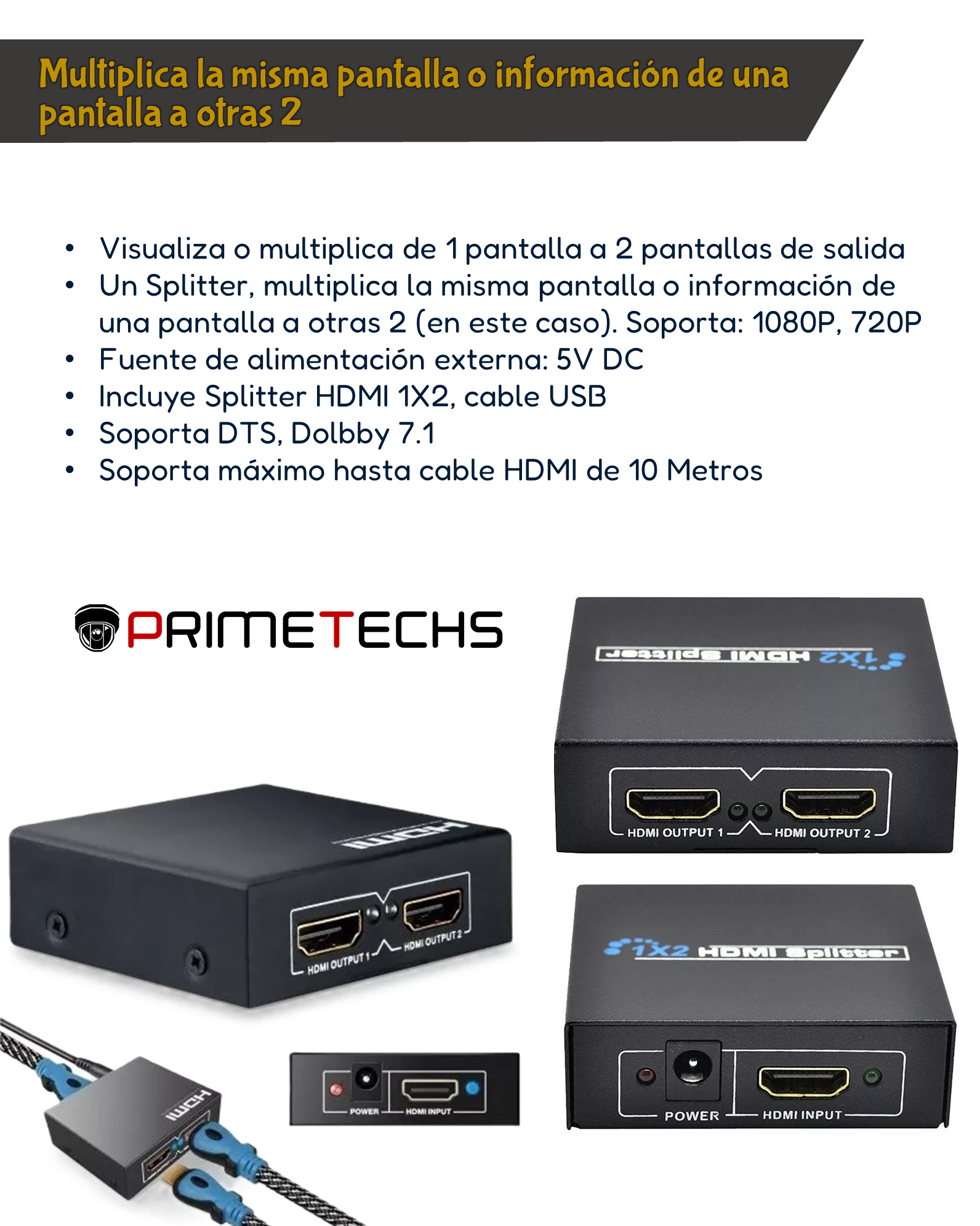 Divisor Hdmi Switch Hdmi Entrada Salidas Cable Hdmi Splitter Hdmi
