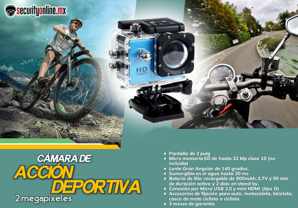 PRIMETECHS Cámara De Acción Deportiva 8MP 4k Actioncam / Sportcam con  estabilizador, graba a 60 FPS