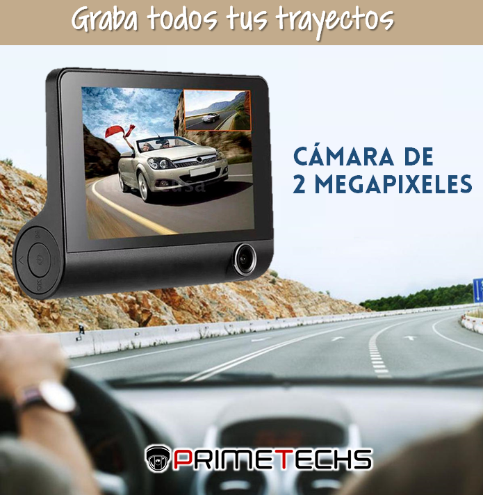 DASHCAM PRIMETECHS Cámara Auto HD (2 MP), Pantalla 3 Pulgadas