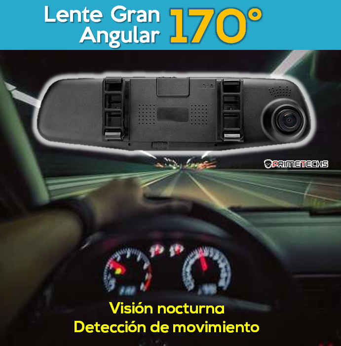 DASHCAM PRIMETECHS Cámara Auto HD (2 MP), Pantalla 3 Pulgadas