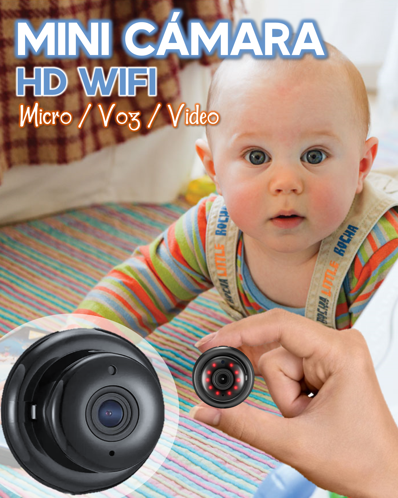 V380 Mini cámara WiFi HD Micro Voz Video Grabadora Inalámbrica IP  Aplicación celular