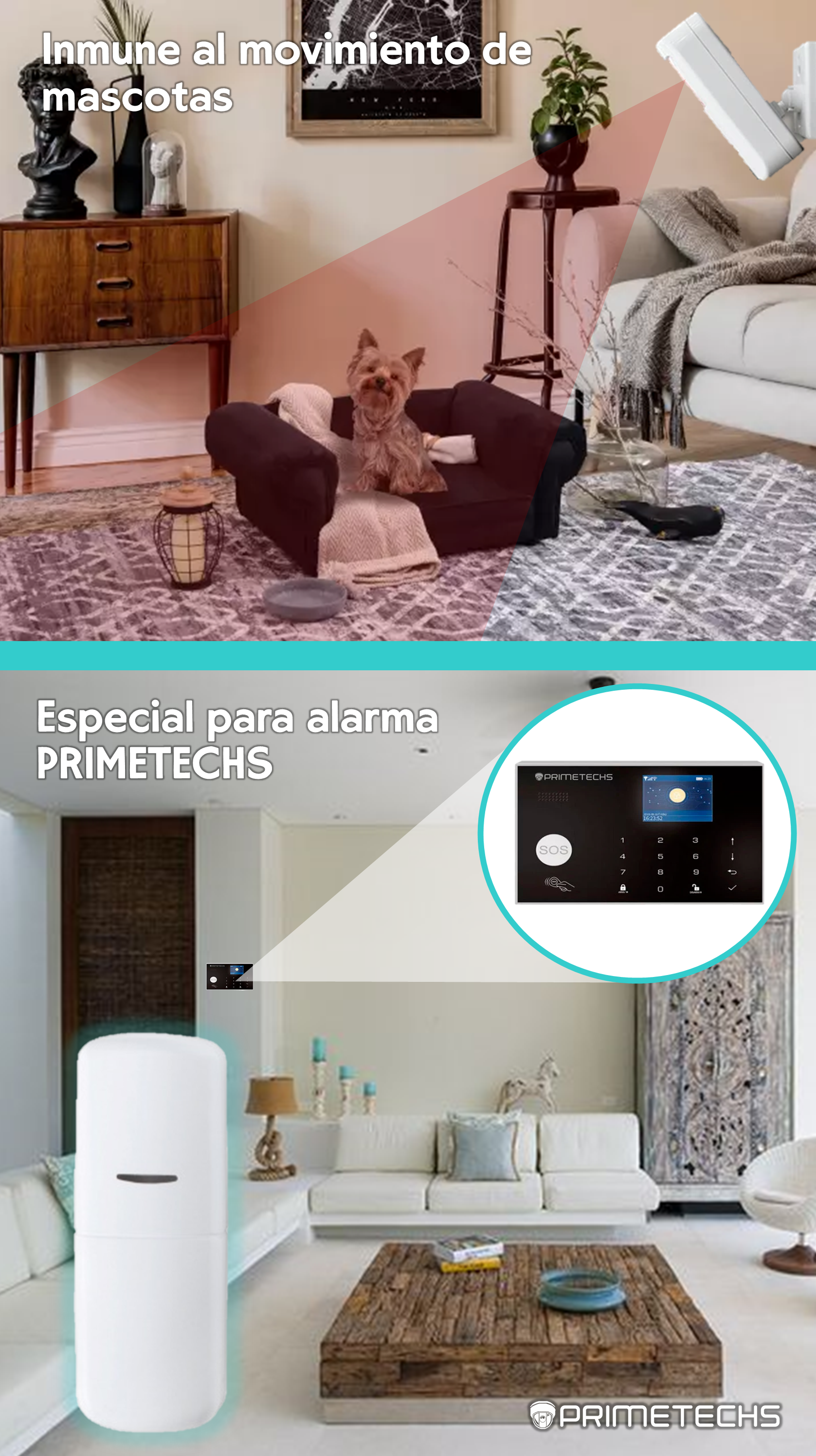 Sensor magnético inalámbrico PRIMETECHS de puerta o ventana para alarma