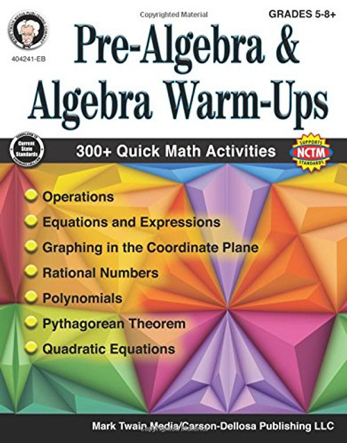 Pre-Algebra and Algebra Warm-Ups, Grades 5 - 12