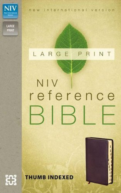 NIV, Reference Bible, Large Print, Imitation Leather, Burgundy, Indexed